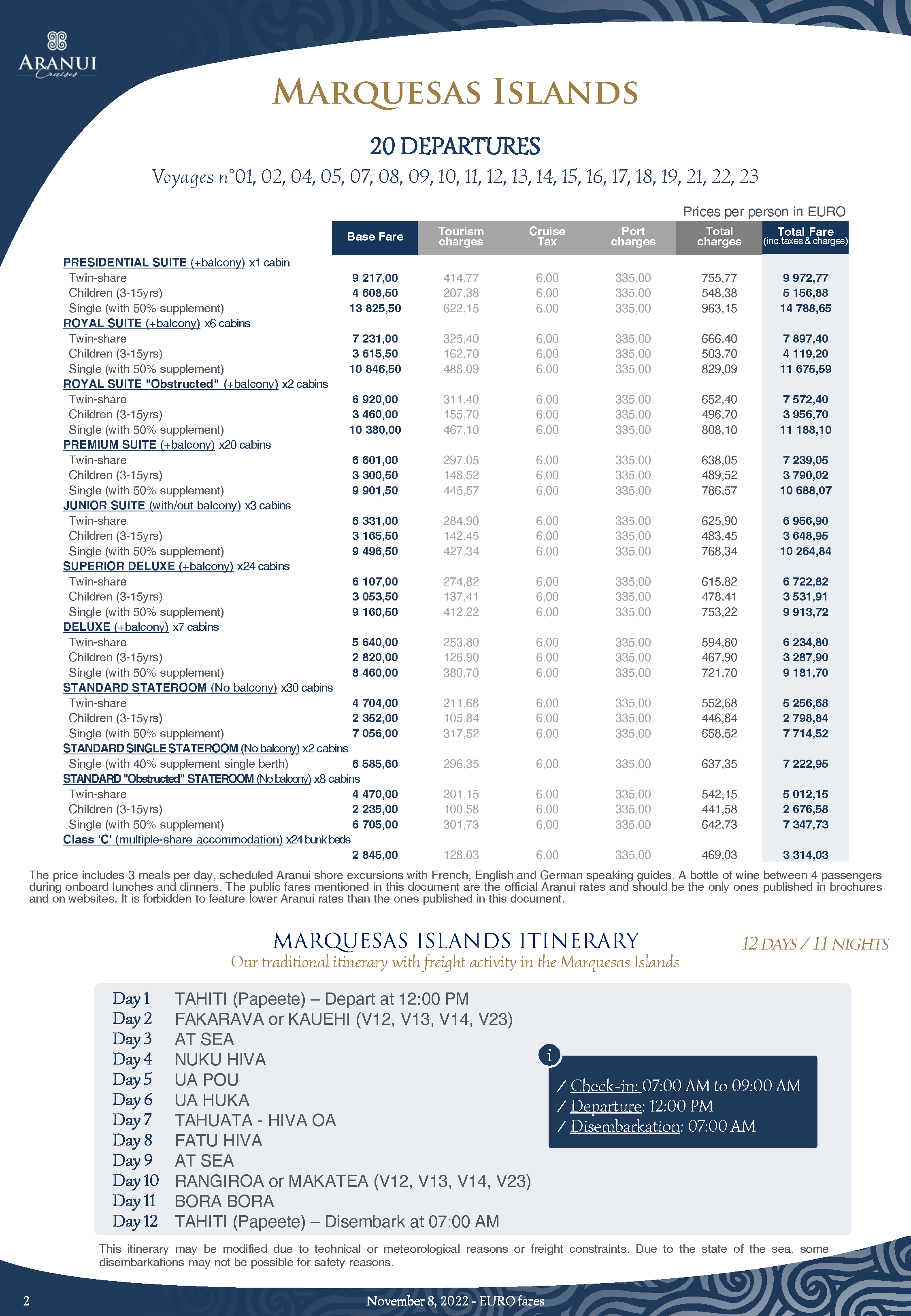 ARANUI 5 FACT SHEET 2024 EURO Updated November 8th 2022 Seite 02
