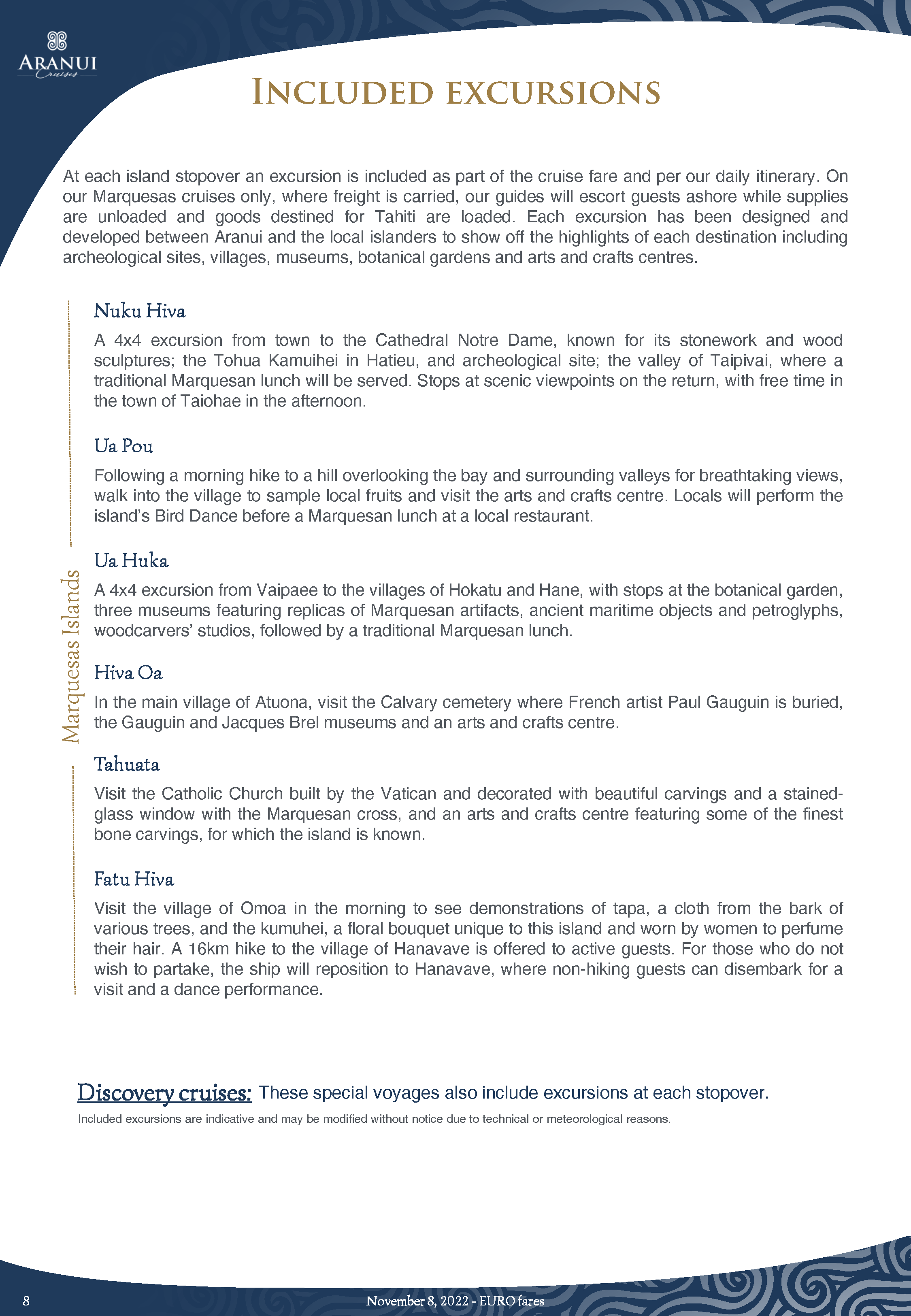 ARANUI 5 FACT SHEET 2024 EURO Updated November 8th 2022 Seite 08
