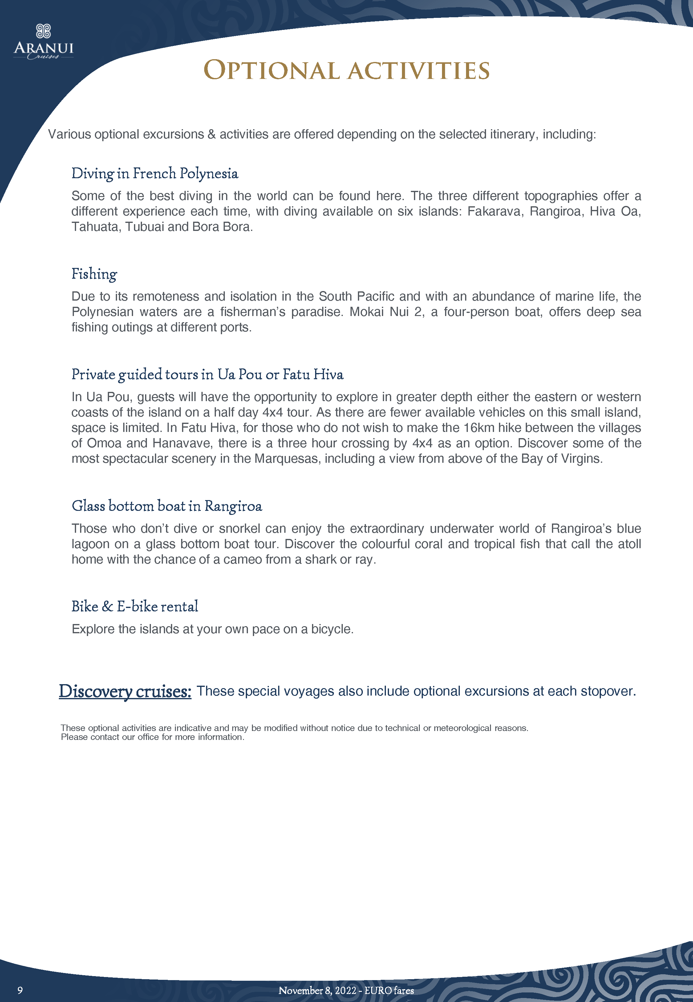 ARANUI 5 FACT SHEET 2024 EURO Updated November 8th 2022 Seite 09