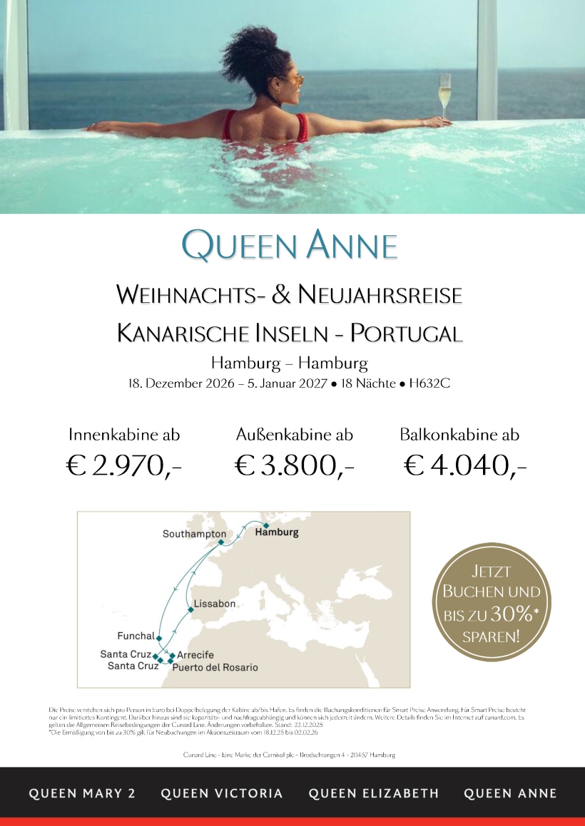 QueenAnne H632C Weihnachts Neujahrsreise Kanaren Smart WAVE