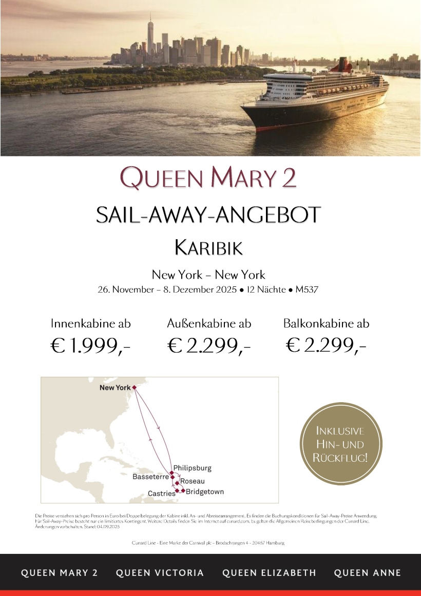 QueenMary2 M537 Karibik SailAway