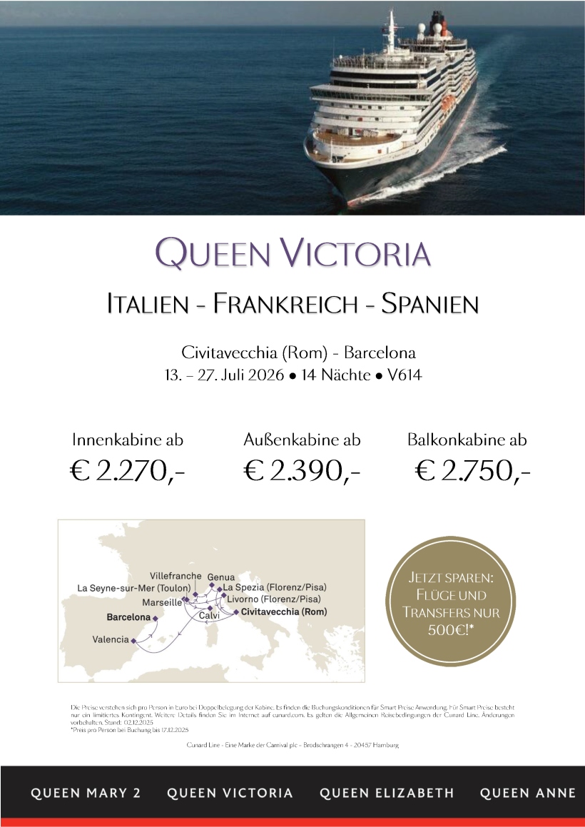 QueenVictoria V614 Italien Frankreich Spanien Smart