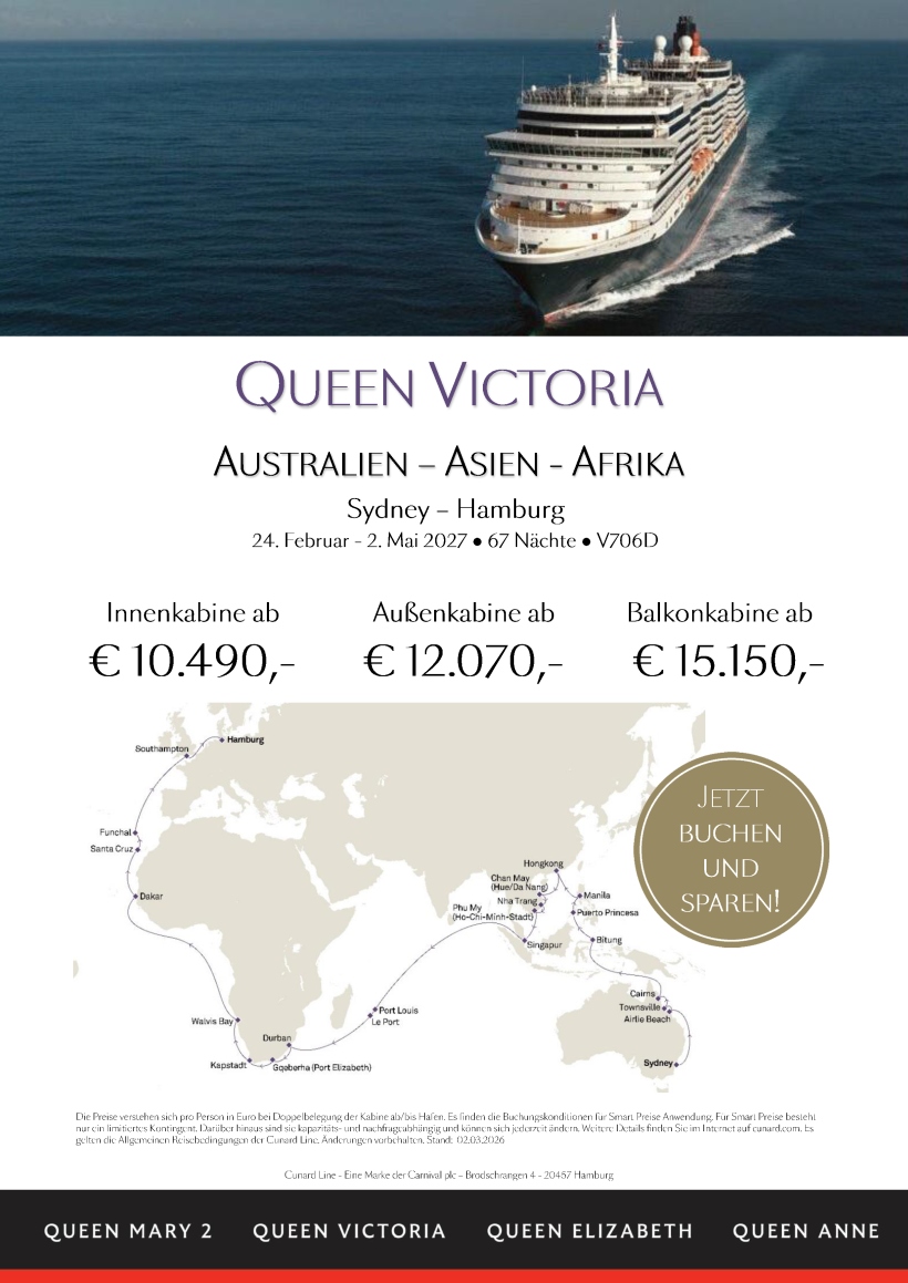 QueenVictoria V706D Australien Asien Afrika Smart