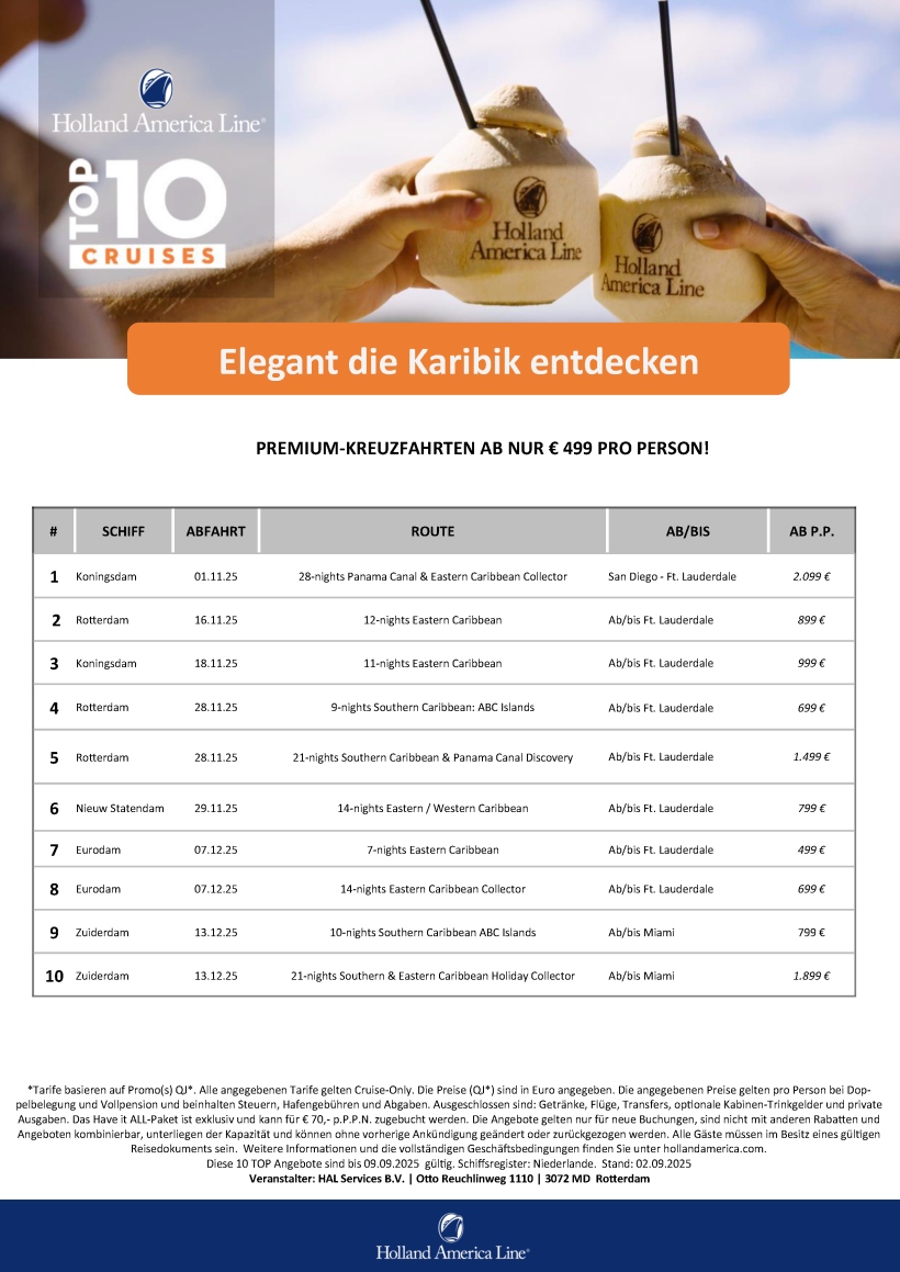 DACH KW36 2025 HAL TOP10 Karibik