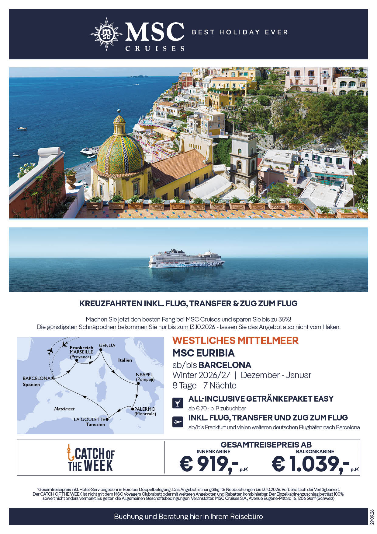 CATCH OF THE WEEK MSC Euribia inkl.Flug