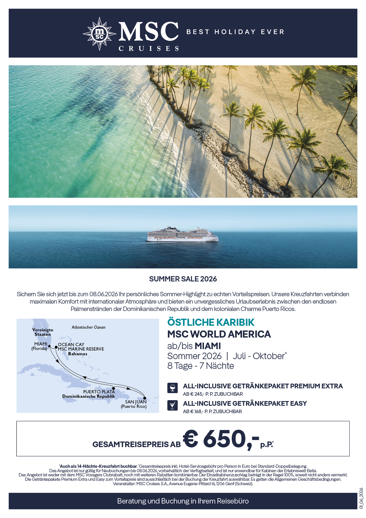 Summer Sale Karibik Ost MSC World America