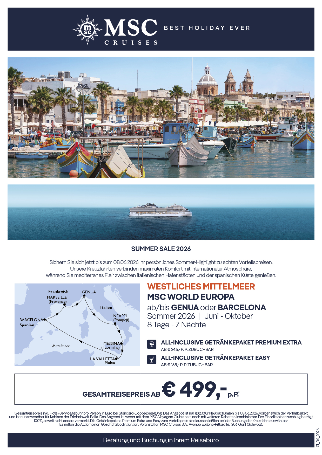 Summer Sale Mittelmeer MSC World Europa