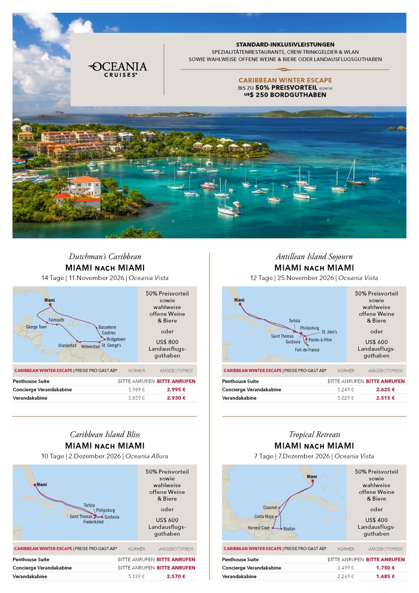 OCI8825 0926 Caribbean Exclusive Offer Voyage Flyers DE EDITABLE S Seite 1