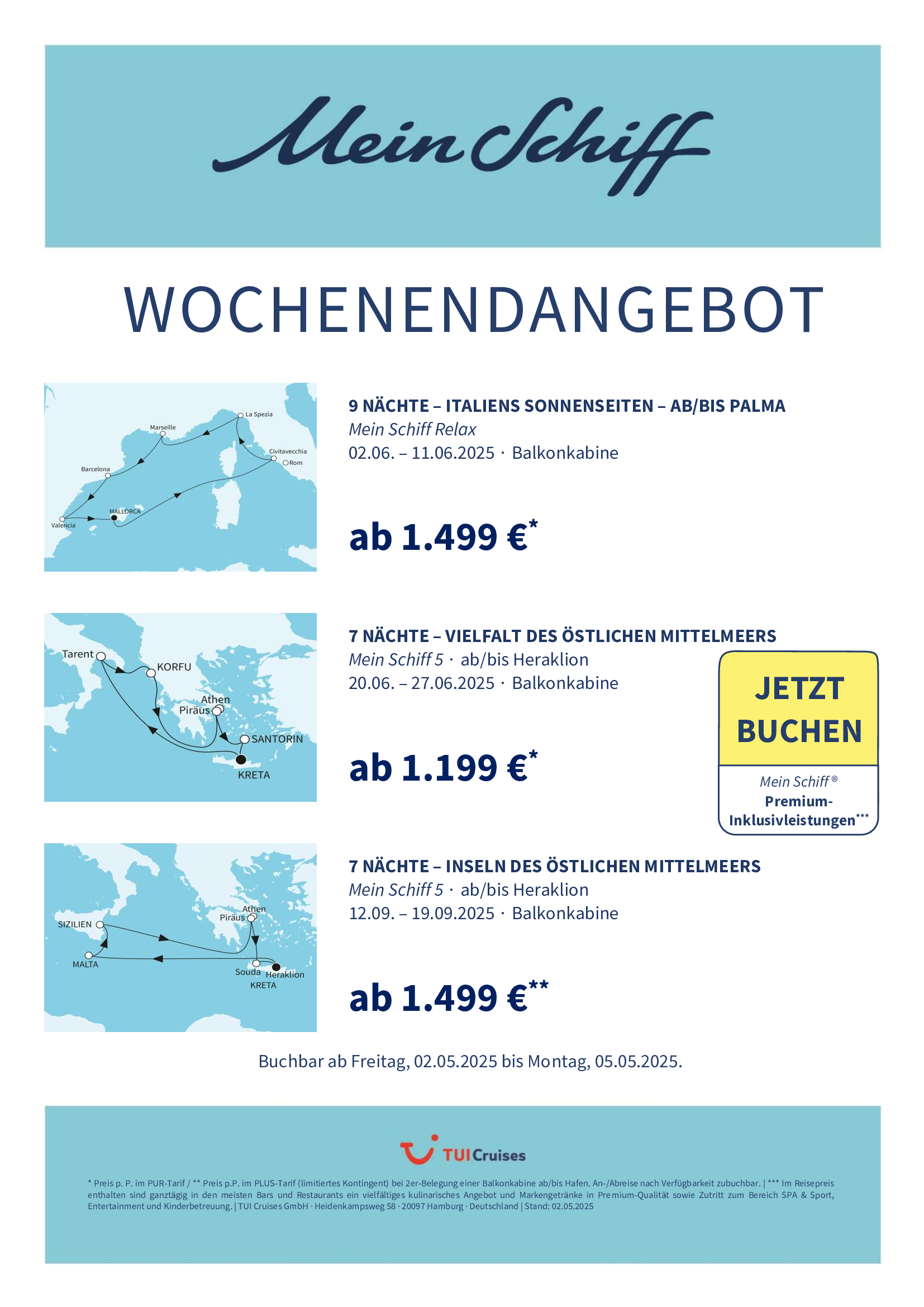 mein schiff wochenendangebot kw 18 bunt