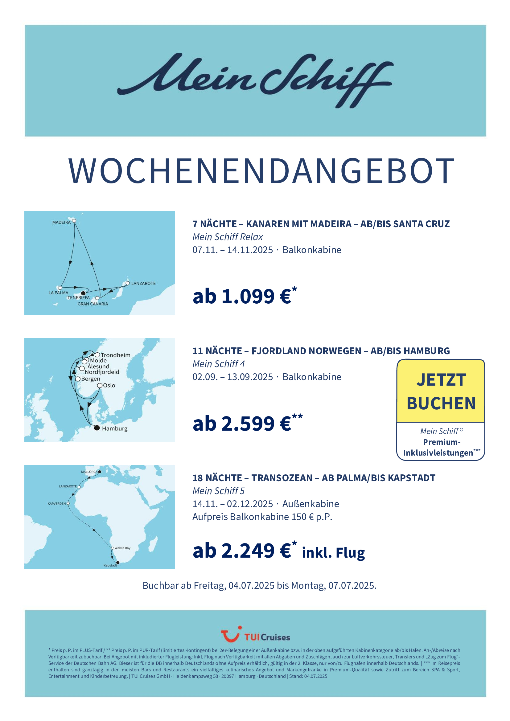 mein schiff wochenendangebot kw 27 bunt