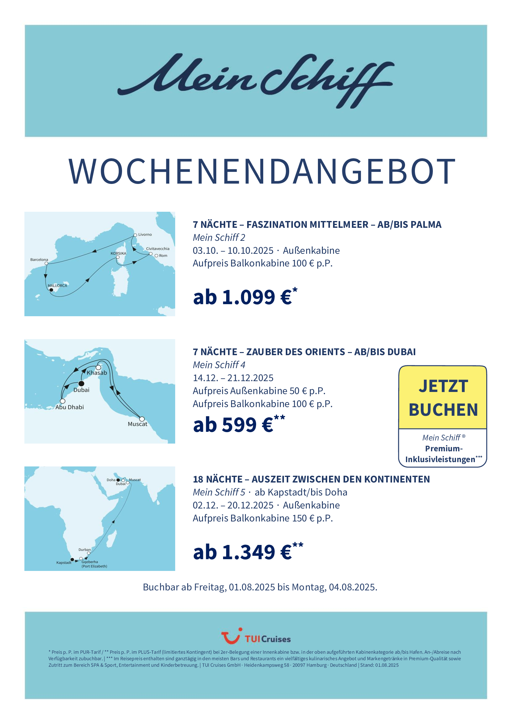 mein schiff wochenendangebot kw 31 bunt