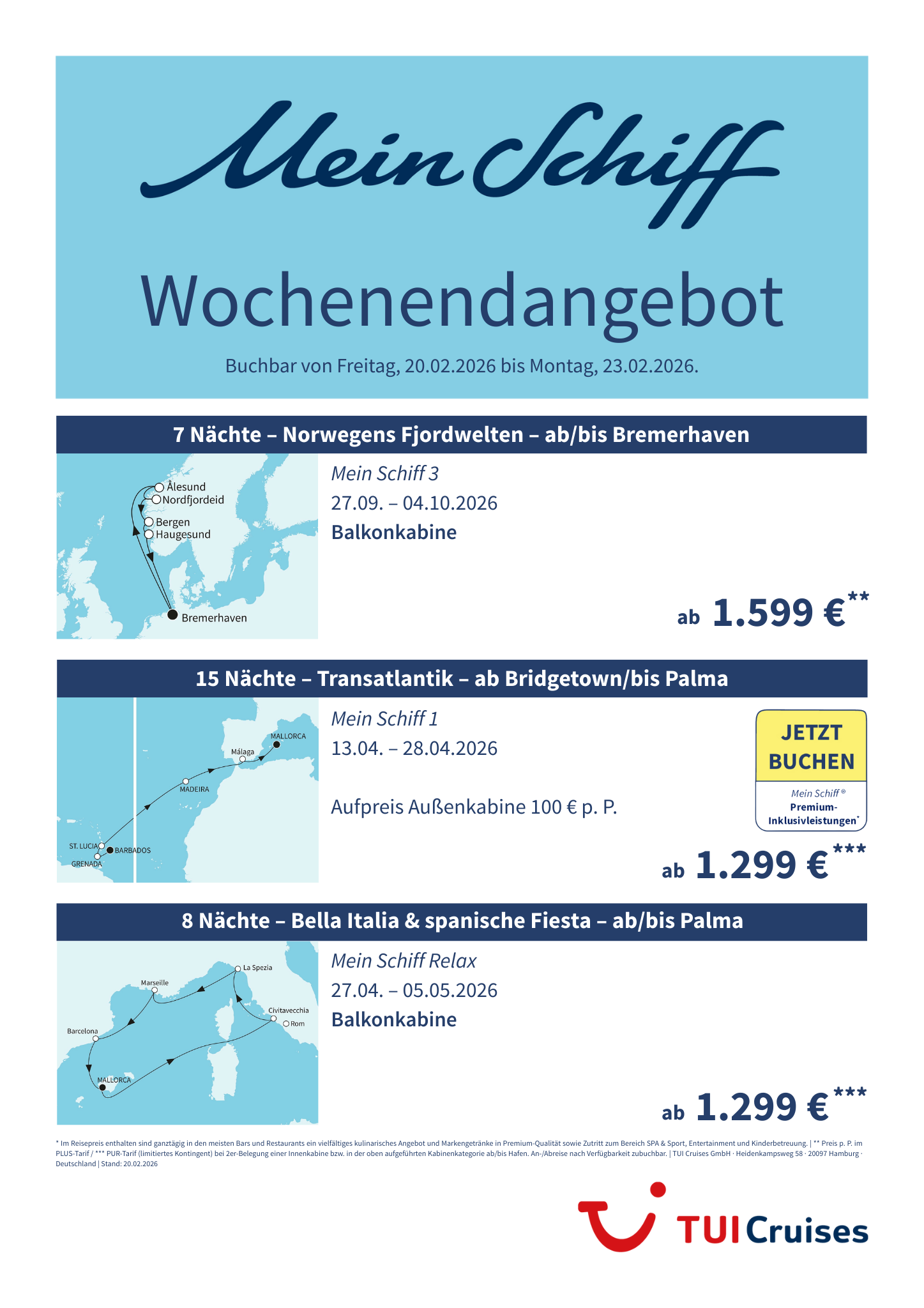 mein schiff wochenendangebot kw 08 bunt