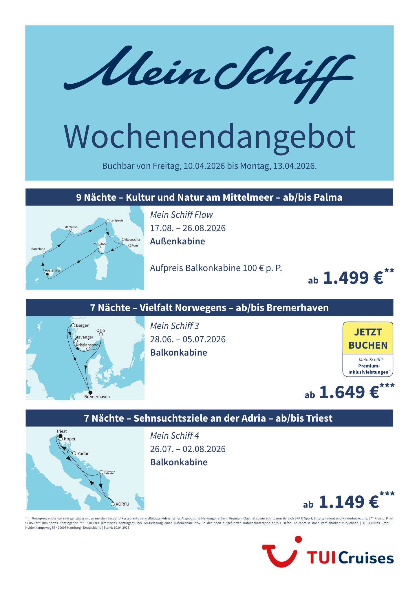 mein schiff wochenendangebot kw 15 bunt
