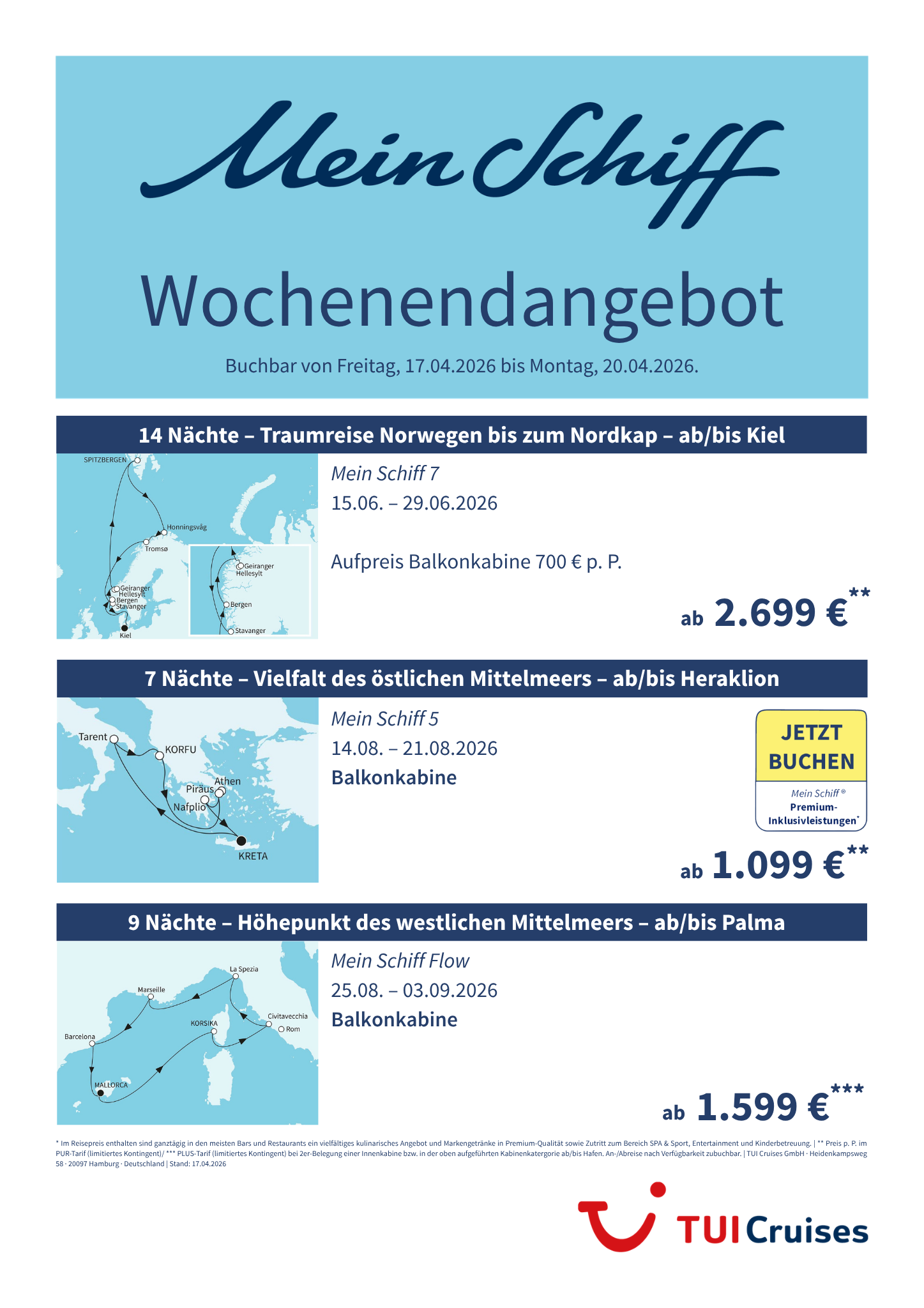 mein schiff wochenendangebot kw 16 bunt