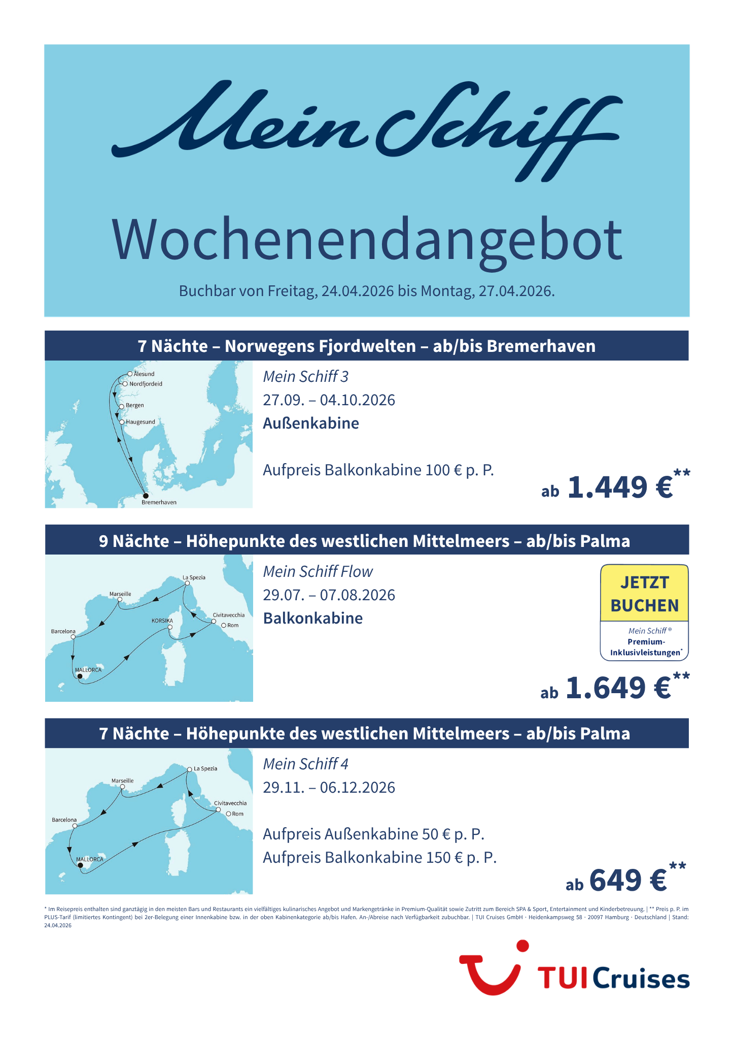 mein schiff wochenendangebot kw 17 bunt