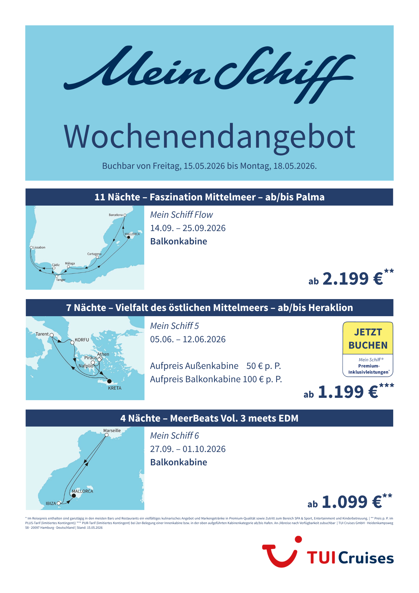 mein schiff wochenendangebot kw 20 bunt