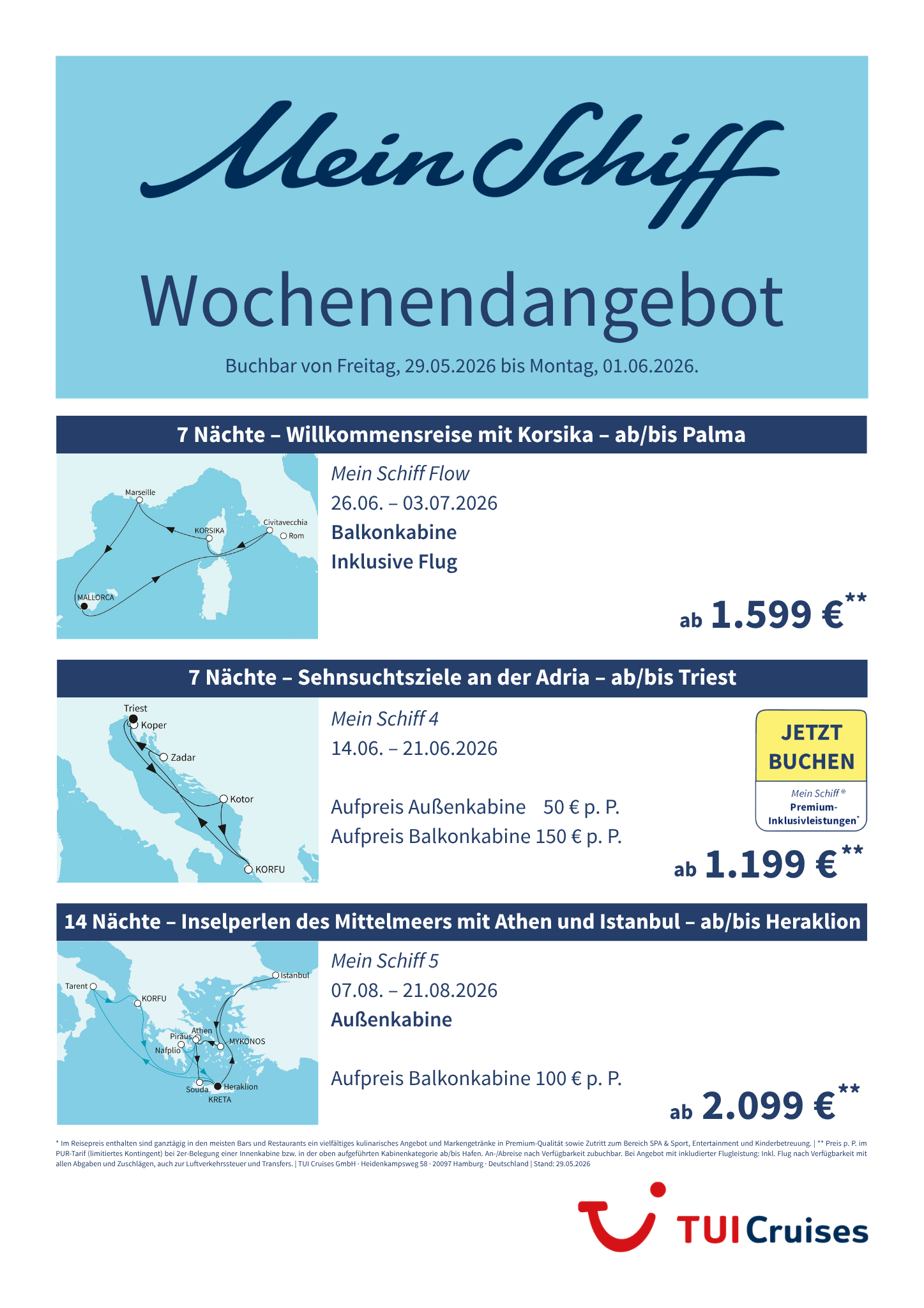 mein schiff wochenendangebot kw 22 bunt
