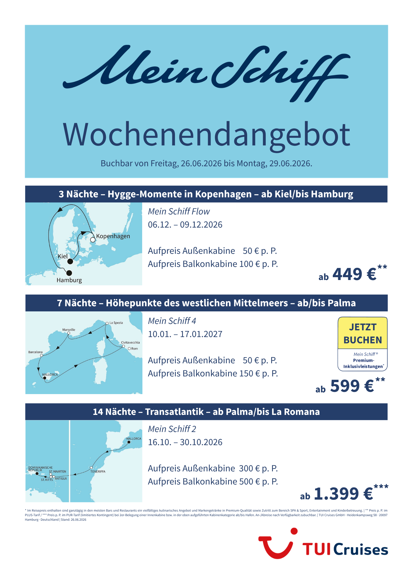 mein schiff wochenendangebot kw 26 bunt