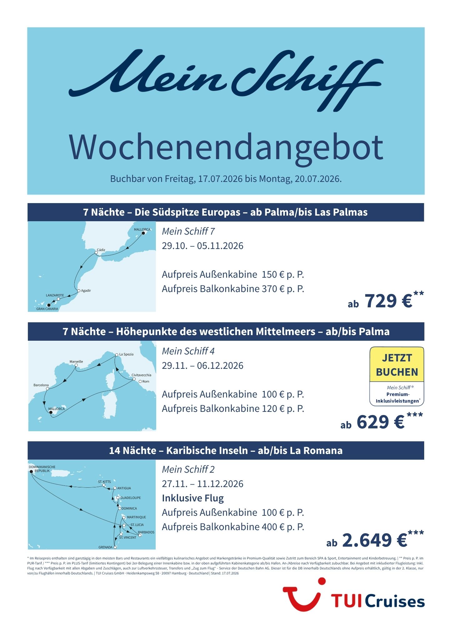 mein schiff wochenendangebot kw 29 bunt