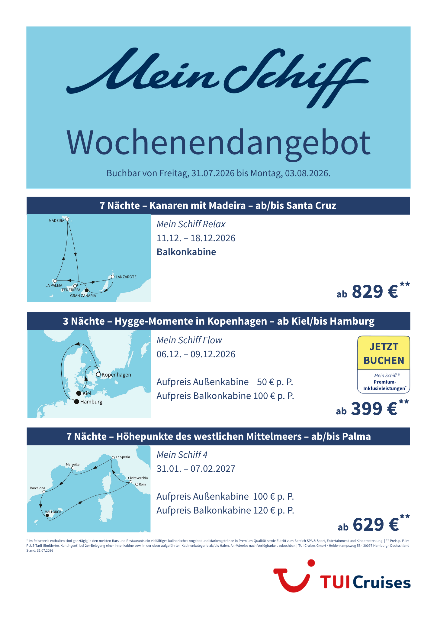 mein schiff wochenendangebot kw 31 bunt