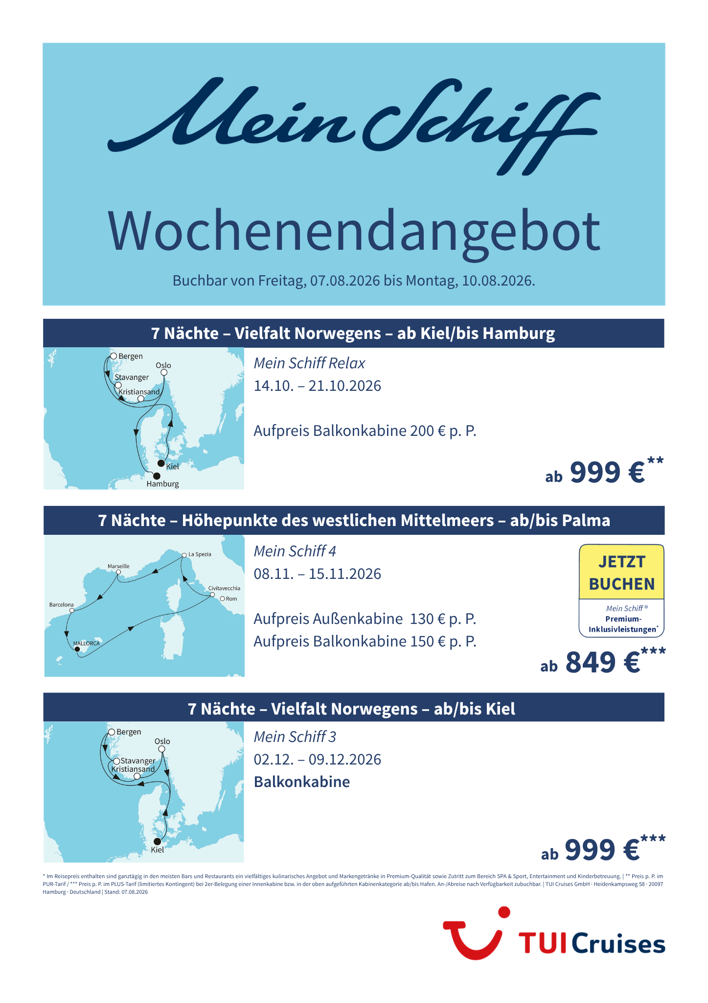 mein schiff wochenendangebot kw 32 bunt