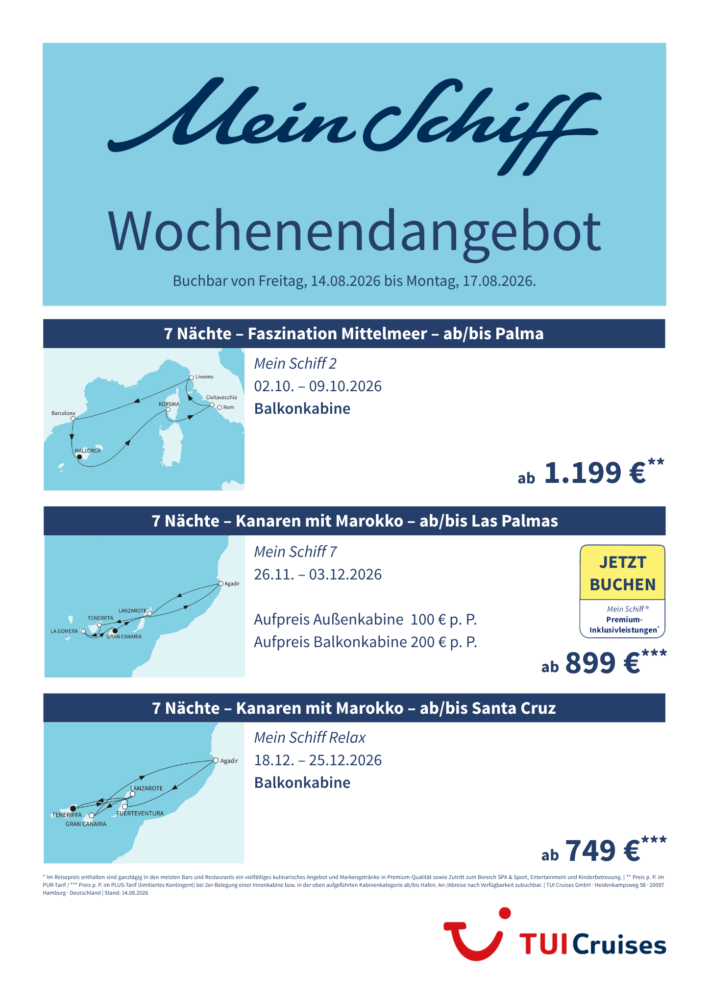 mein schiff wochenendangebot kw 33 bunt