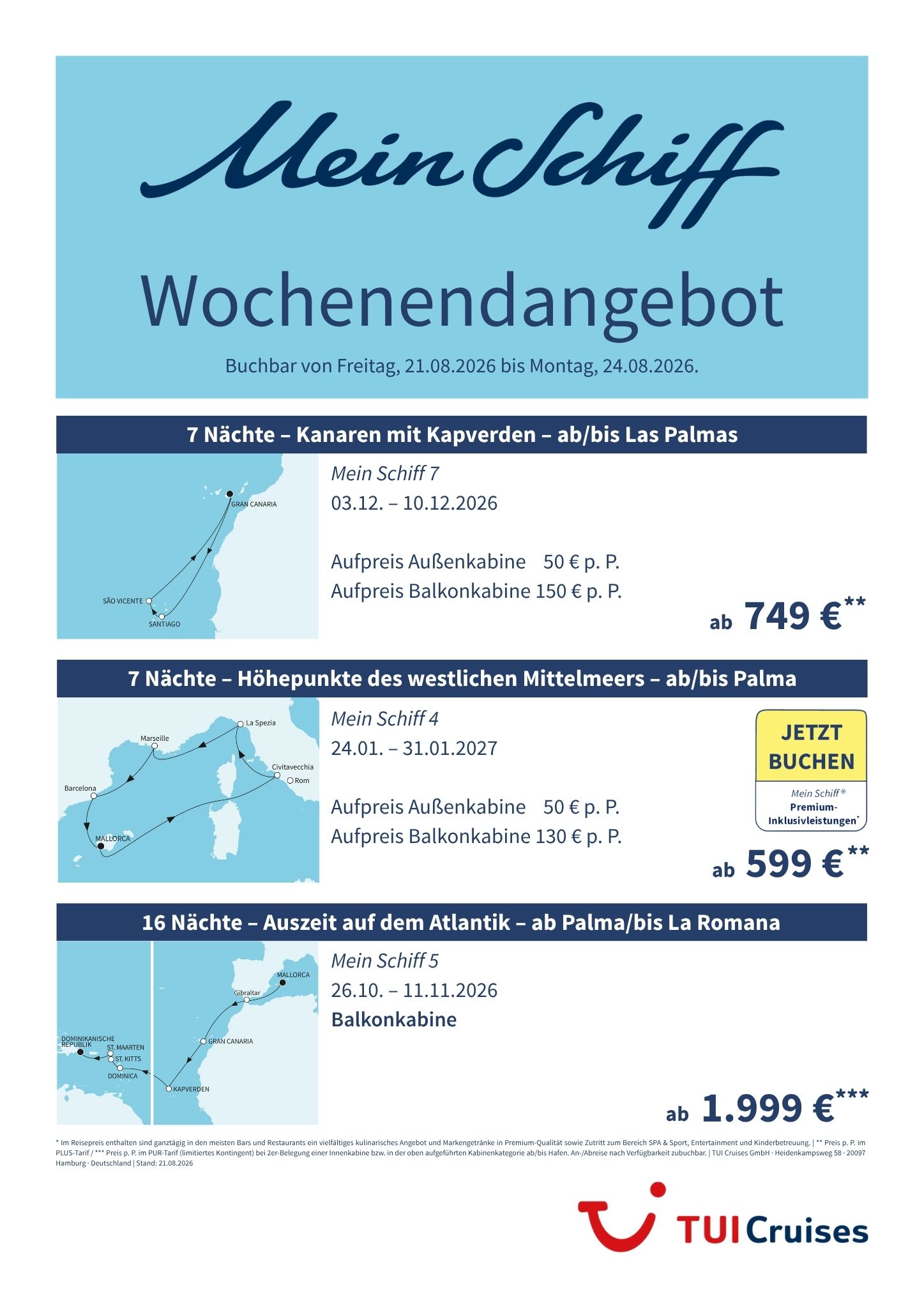 mein schiff wochenendangebot kw 34 bunt