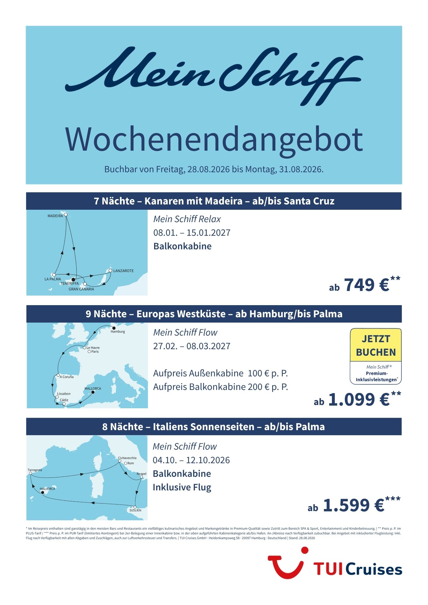 mein schiff wochenendangebot kw 35 bunt