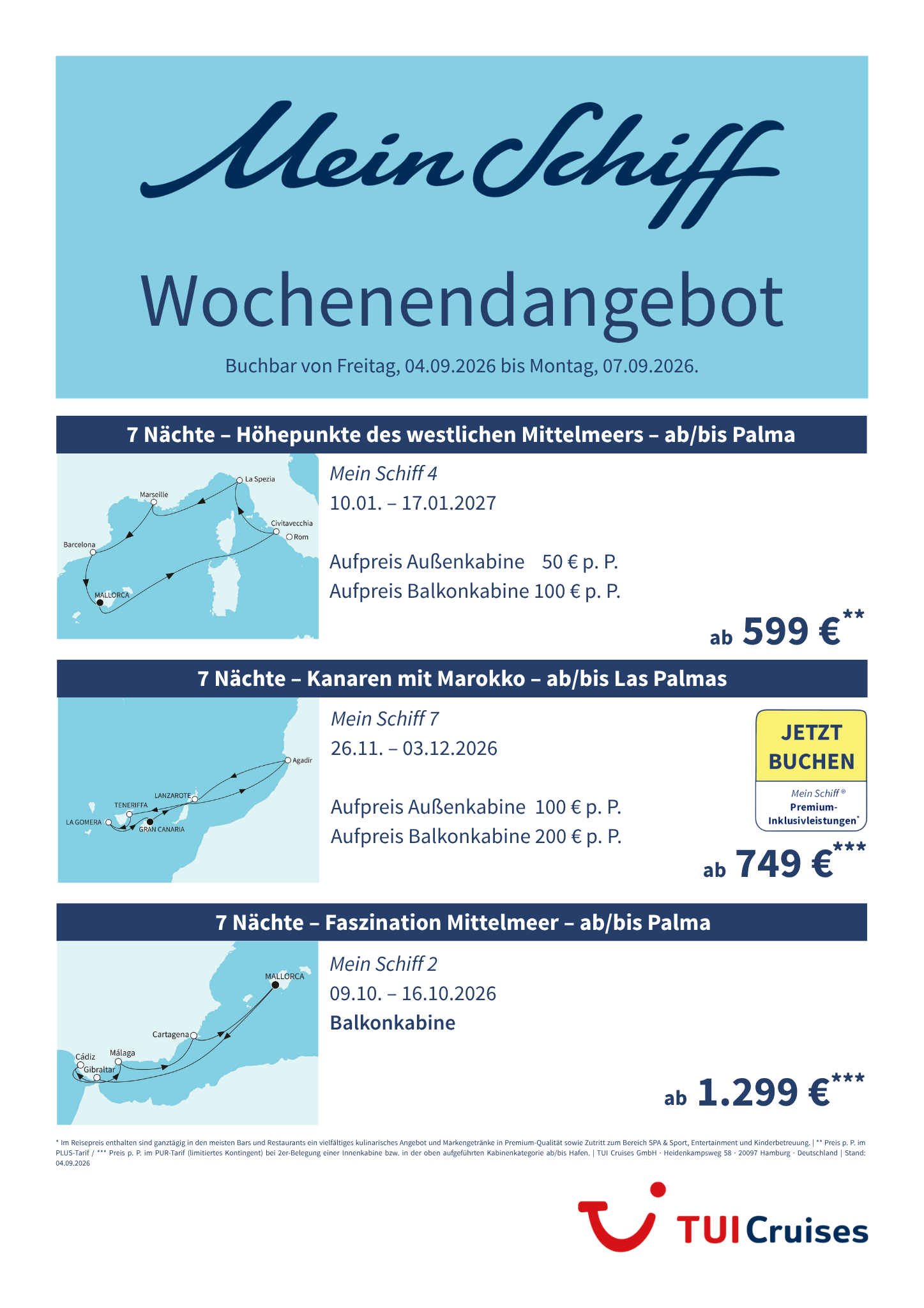 mein schiff wochenendangebot kw 36 bunt