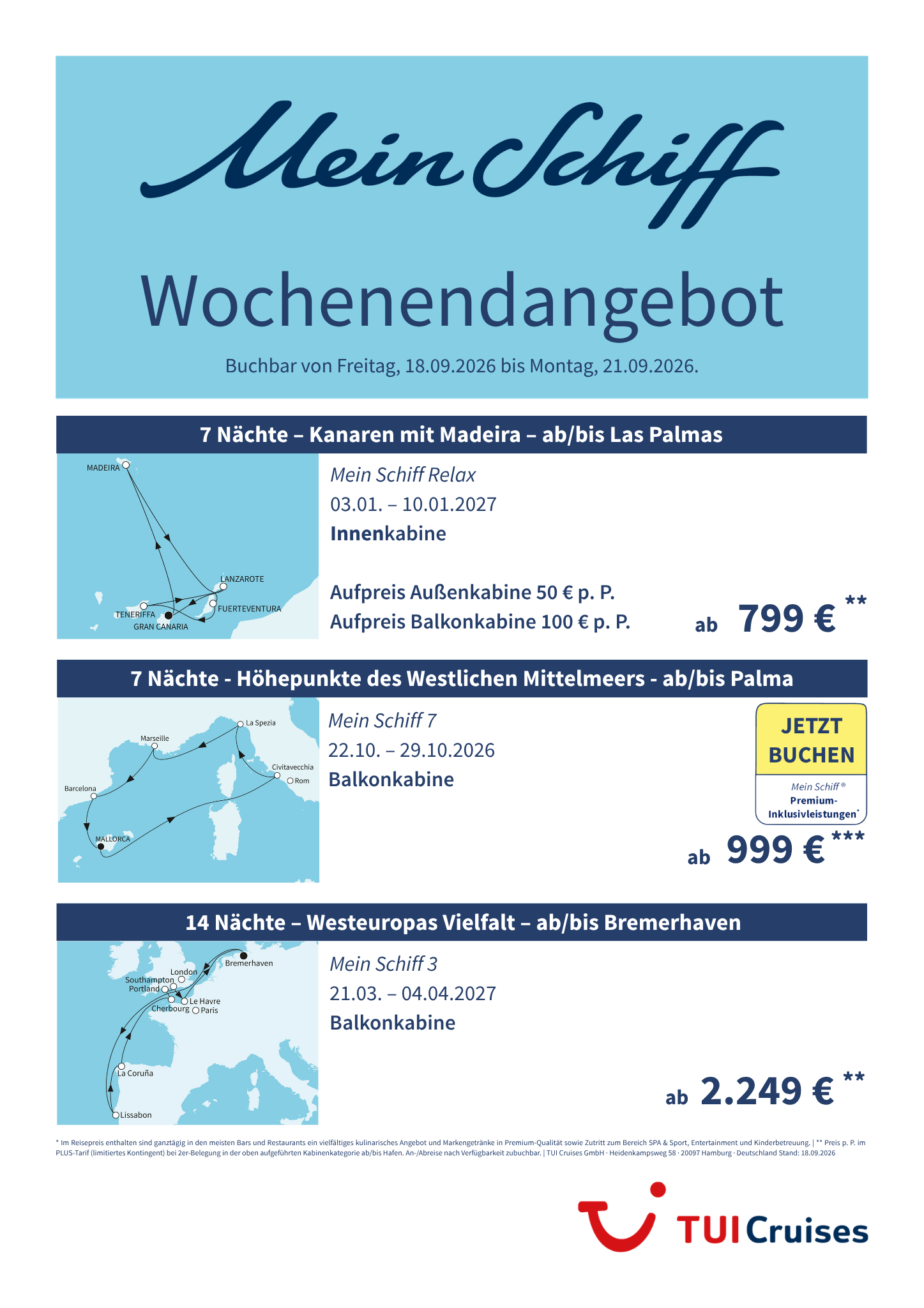 mein schiff wochenendangebot kw 38 bunt