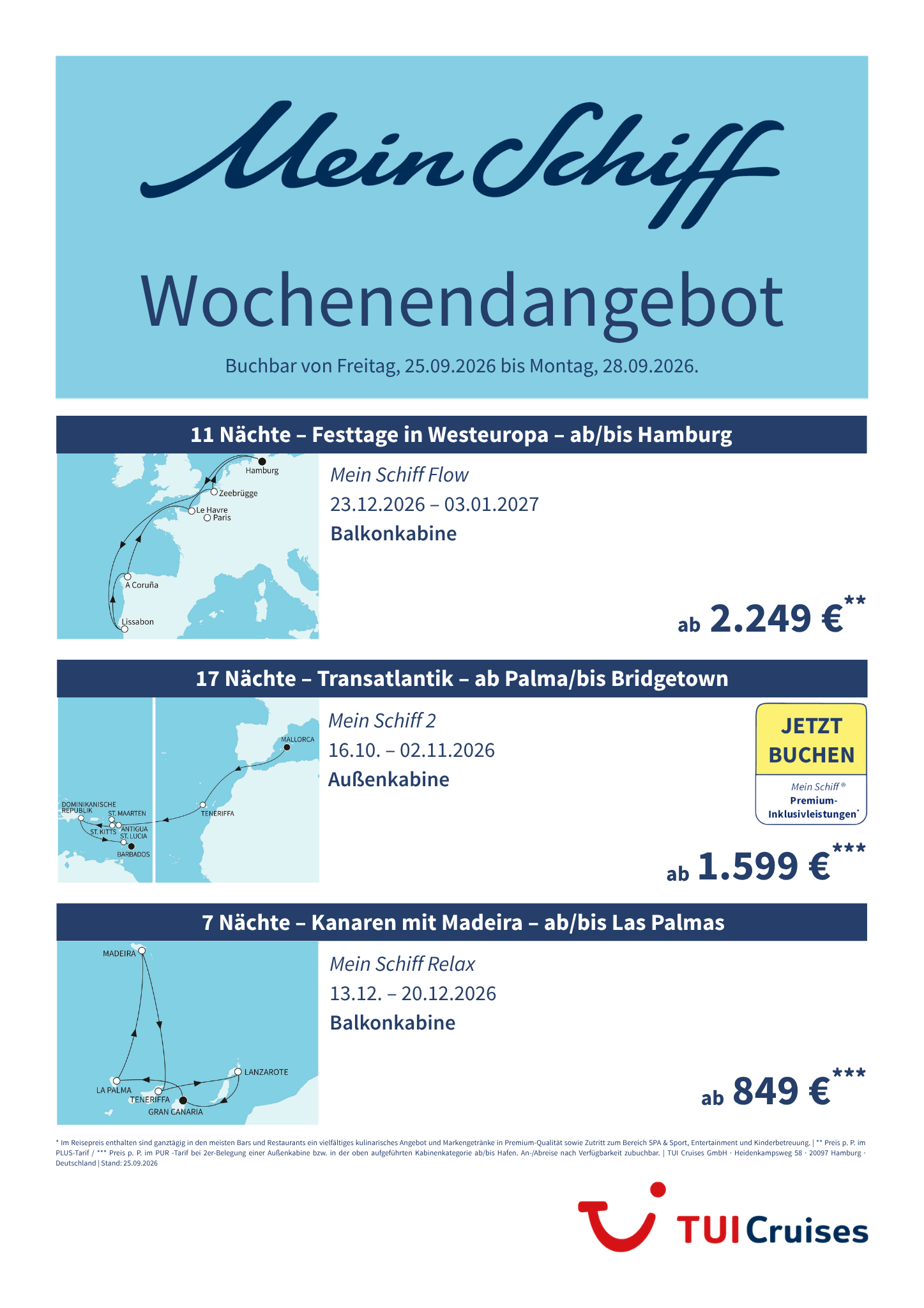 mein schiff wochenendangebot kw 39 bunt