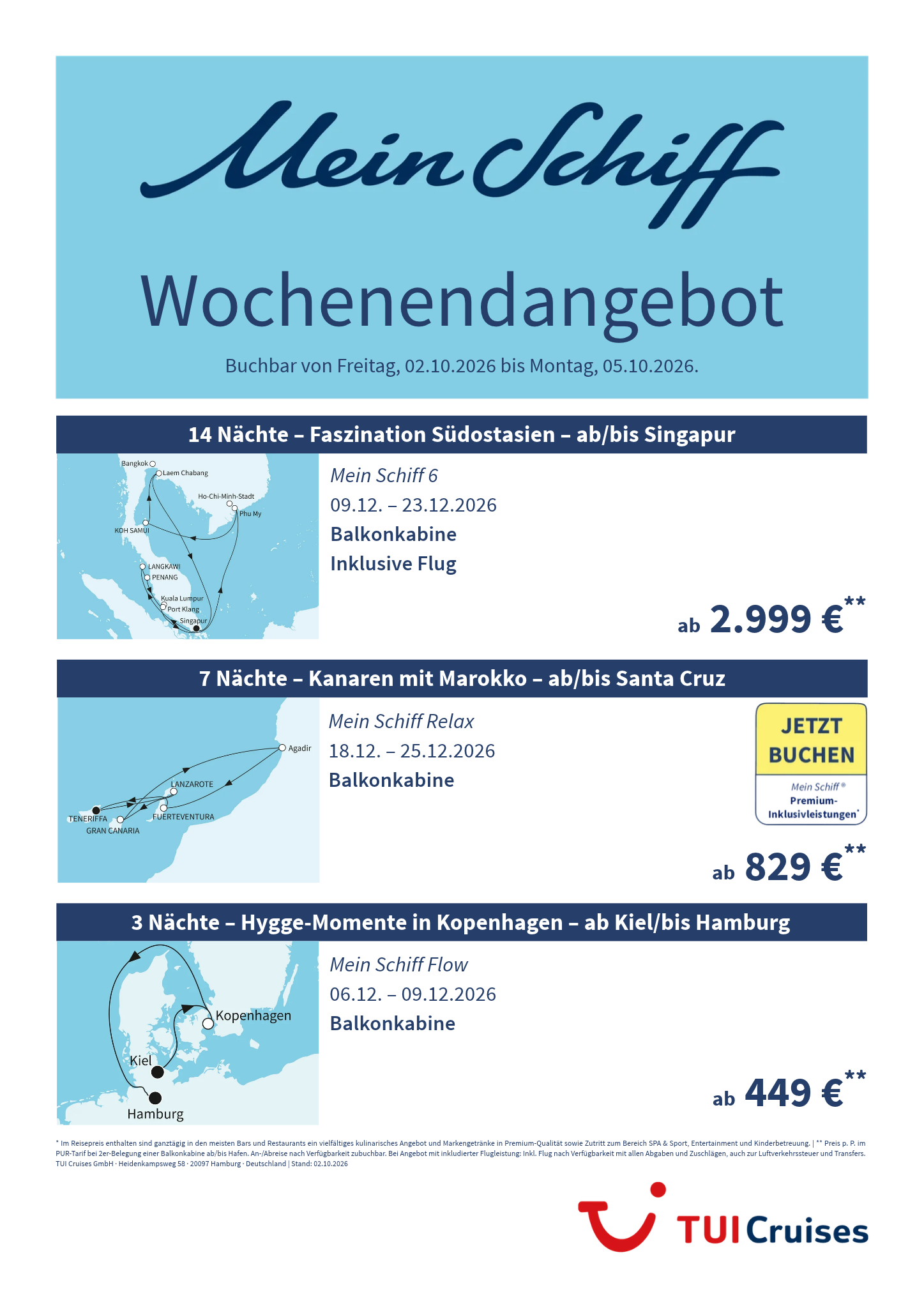 mein schiff wochenendangebot kw 40 bunt