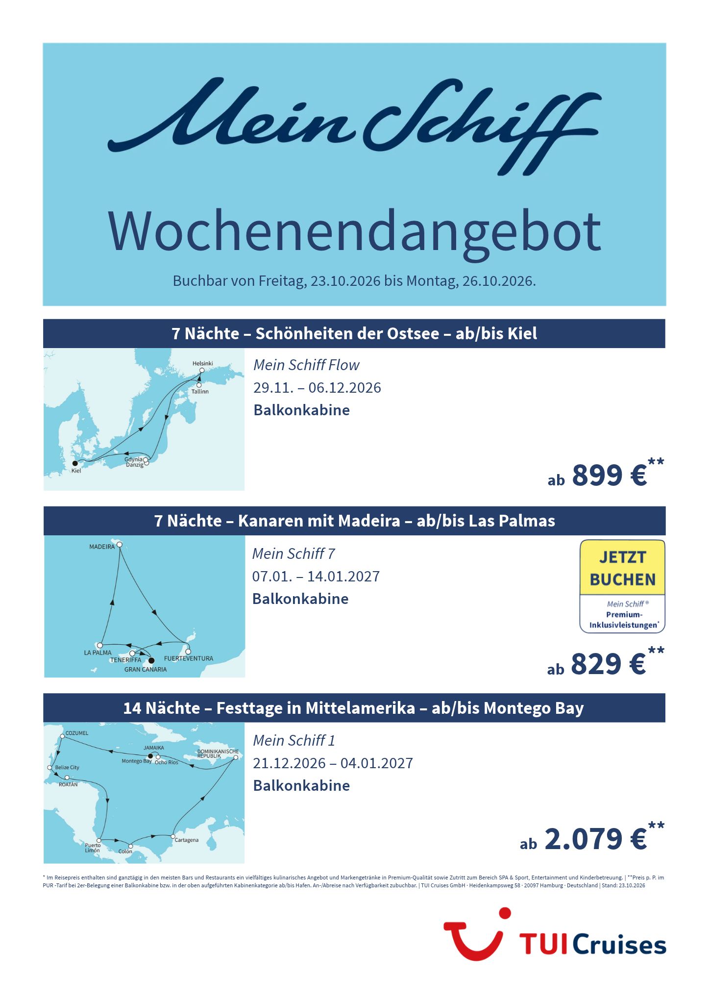 mein schiff wochenendangebot kw 43 bunt