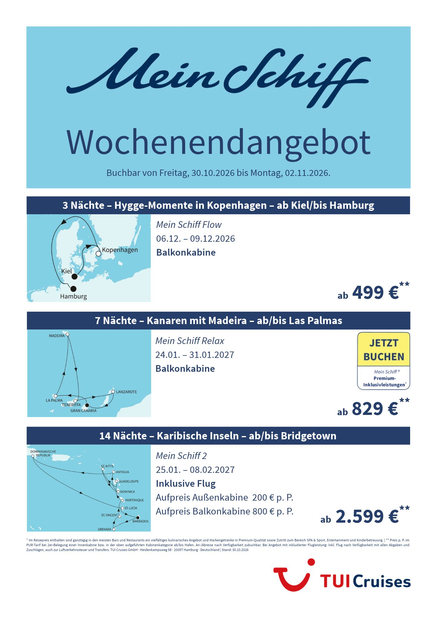 mein schiff wochenendangebot kw 44 bunt