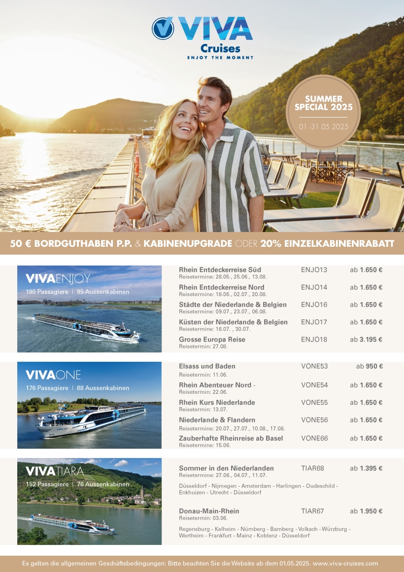 VIVA Cruises Summer Sepcial 01.05. 31.05.2025 Seite 1