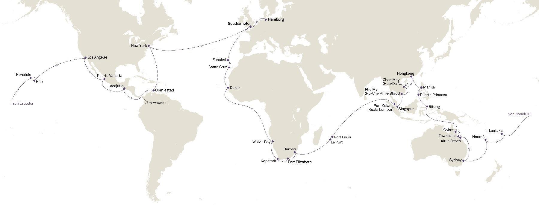 Queen Victoria V703D Route