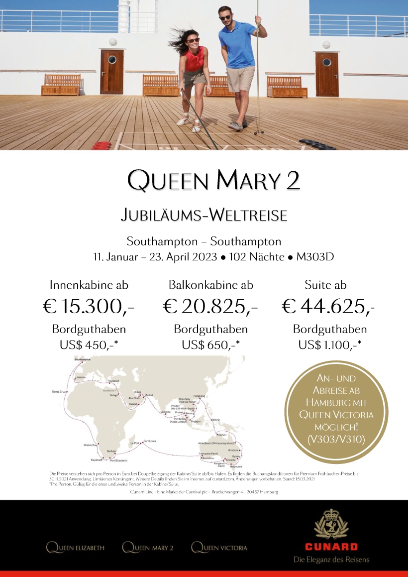 Queen Mary 2 Gro e Weltentdeckerreise M303D Premium