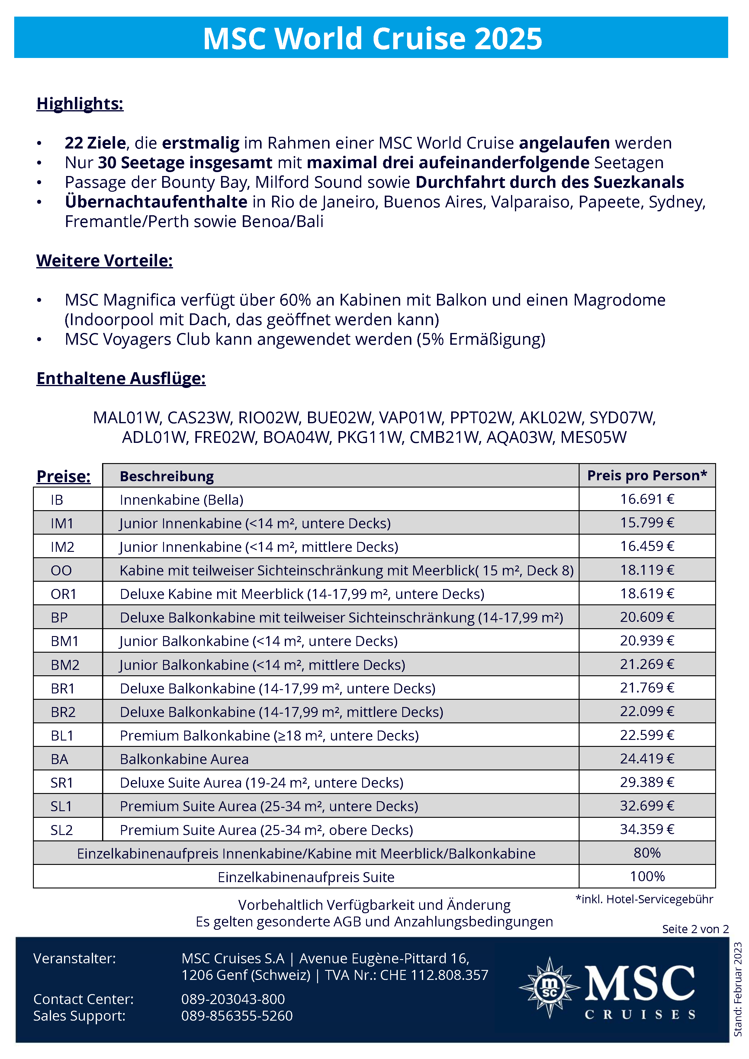 Factsheet World Cruise 2025 Seite 2