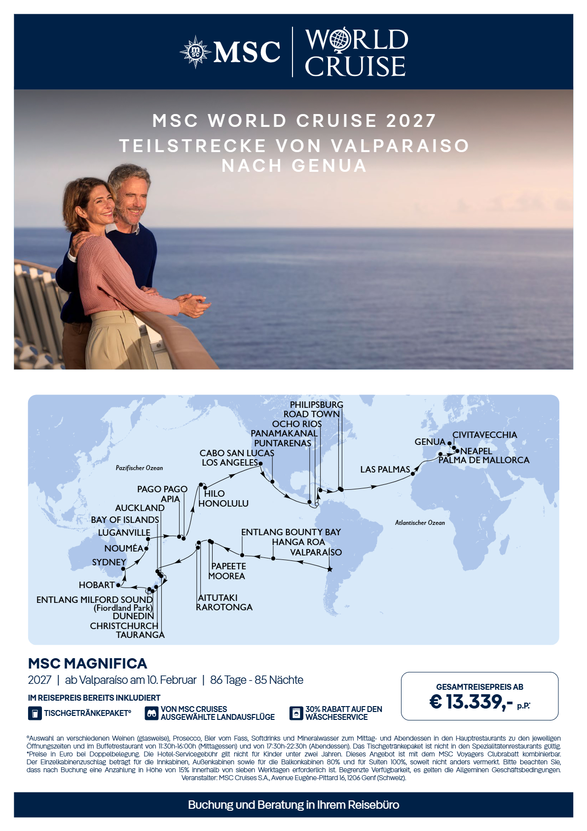 MSC World Cruise 2027 Teilstrecke VAP GOA