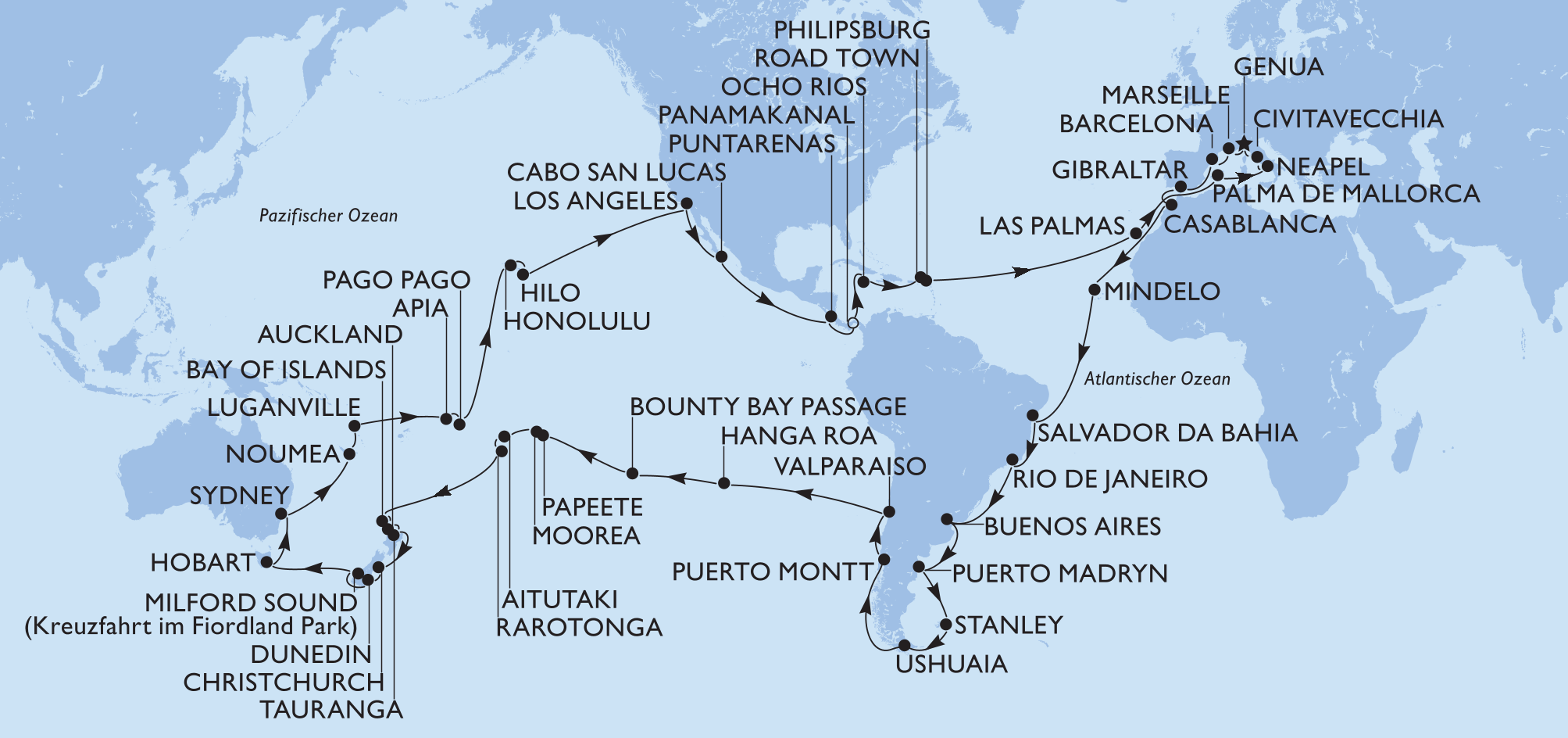 B2B DOCS MSCWorld Cruise 2026 map
